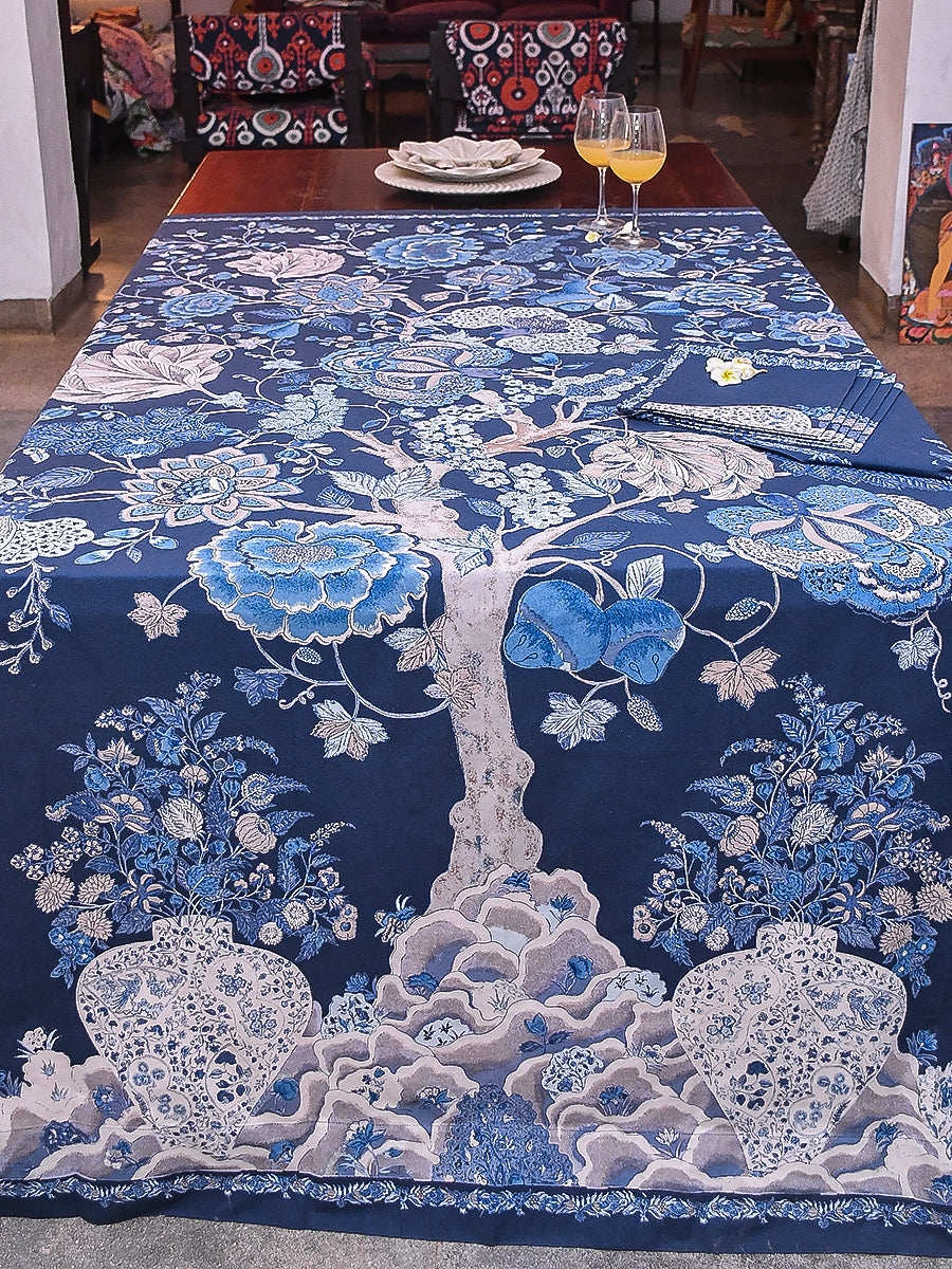 Table Cloth : Tree Of Life Indigo