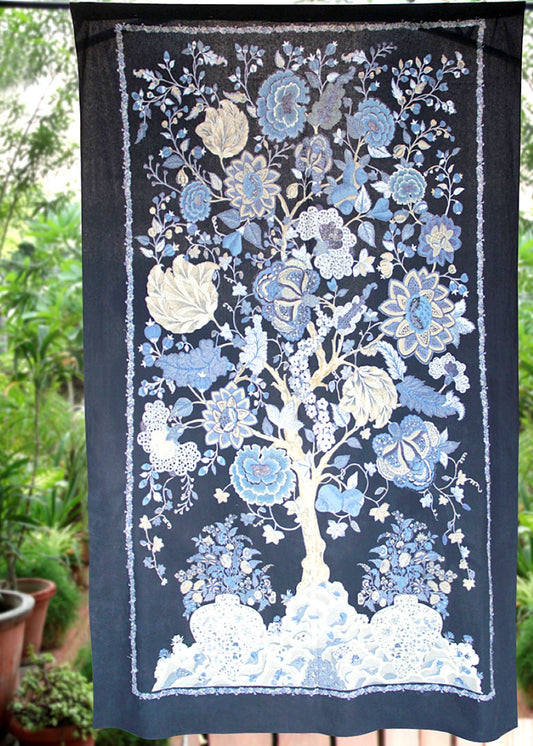 Sheeting Curtain : Tree of Life Indigo