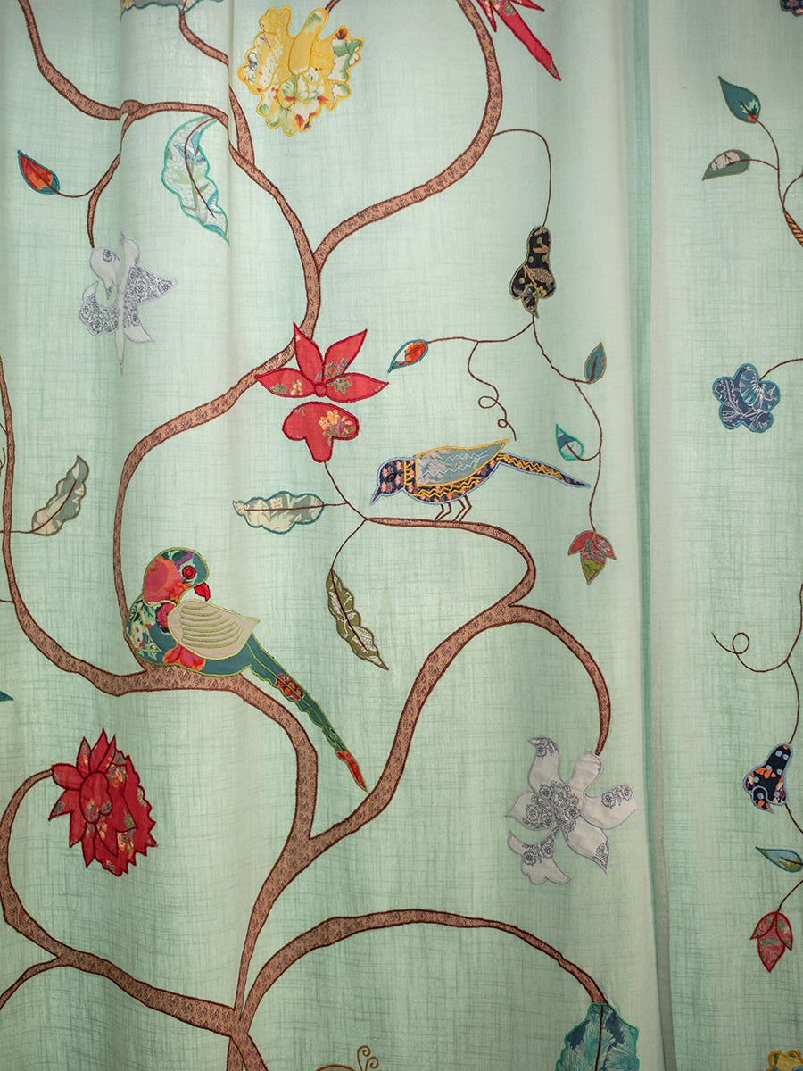 Printed TOL Curtain : Slub Aqua