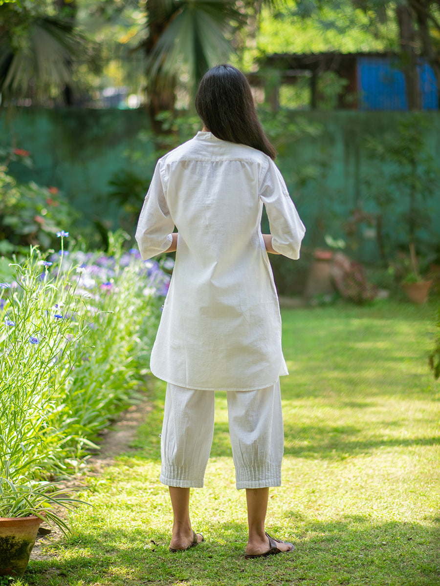 Trucker Kurta : Slub White