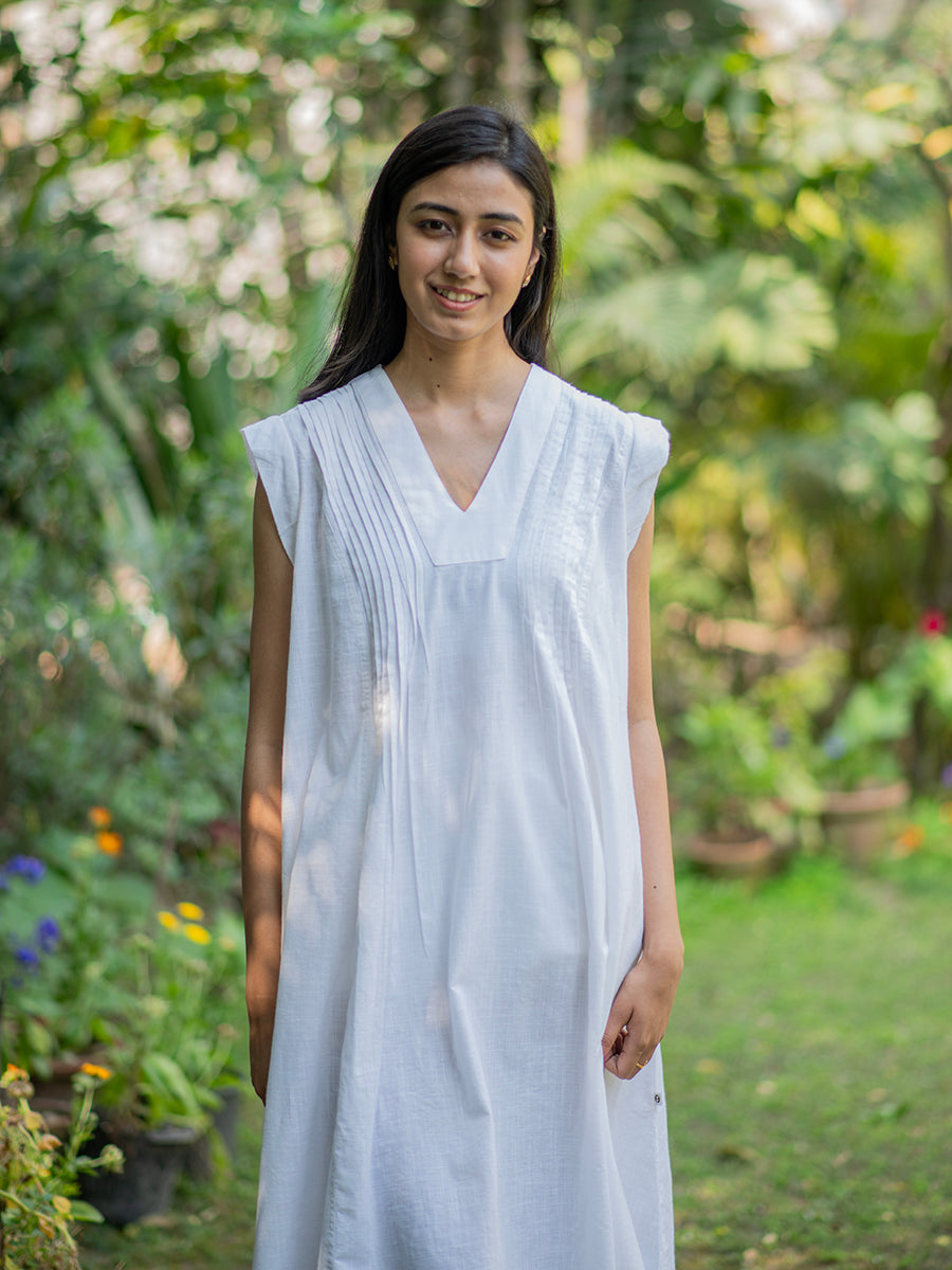 Linen Dress : Slub White