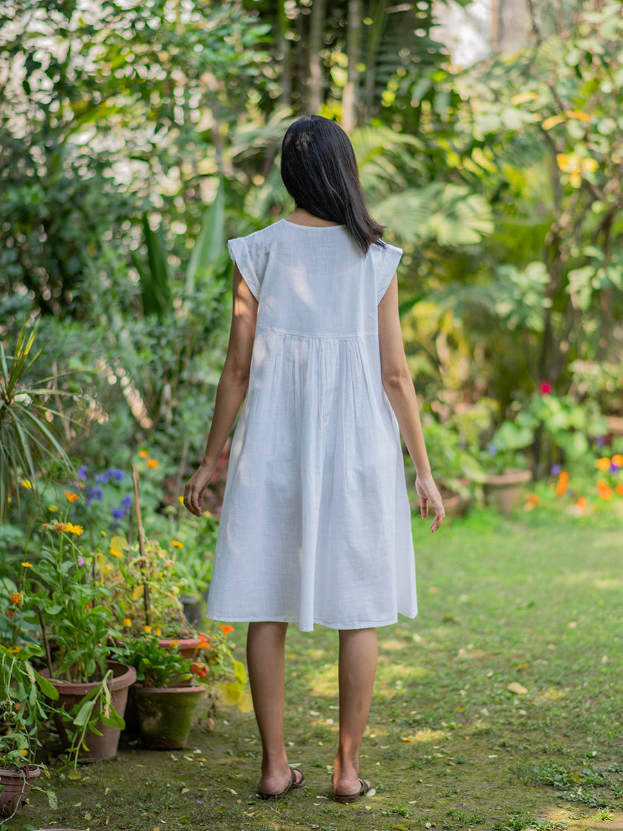 Linen Dress : Slub White