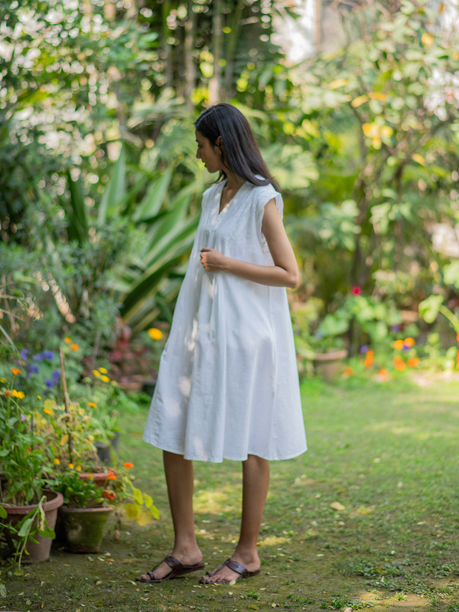 Linen Dress : Slub White