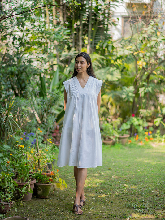 Linen Dress : Slub White