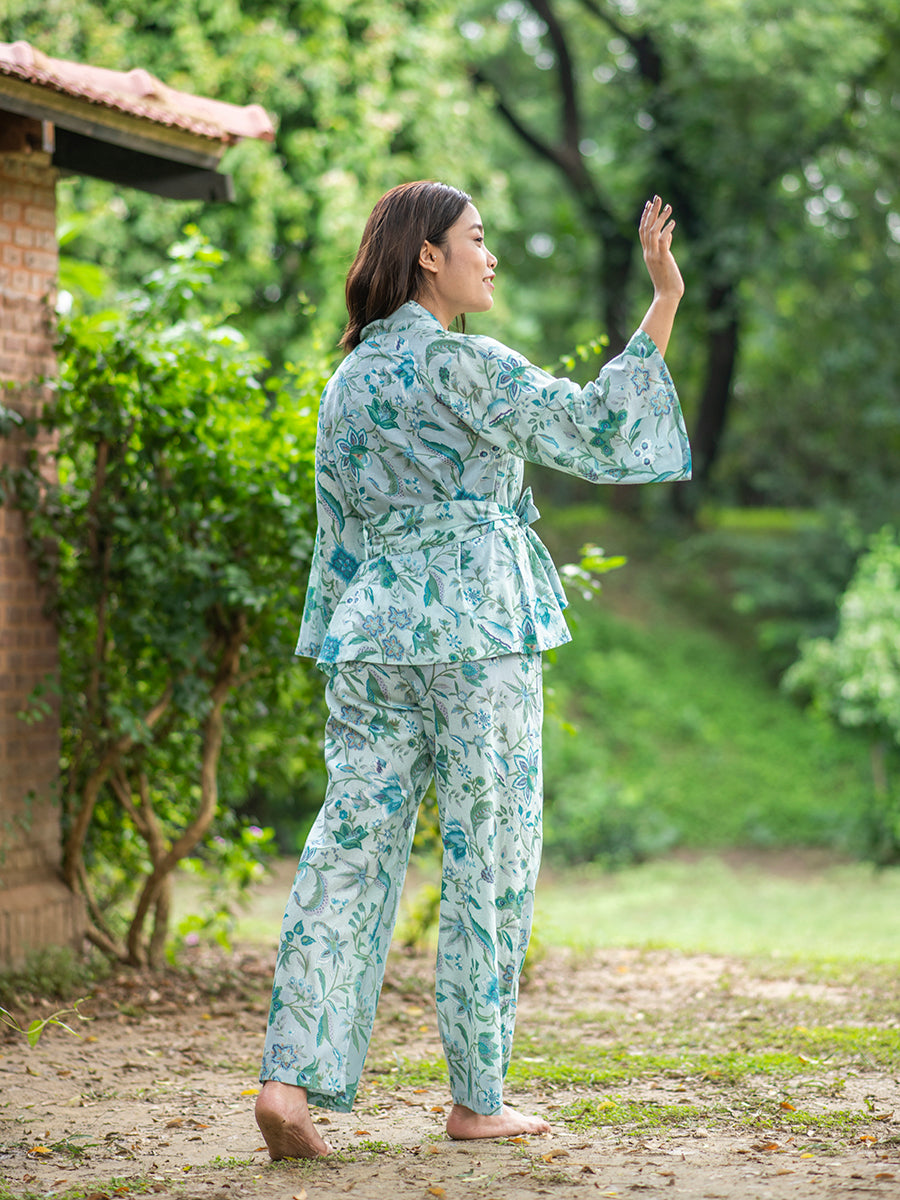 Wrap Around PJ Set : Kerala Aqua