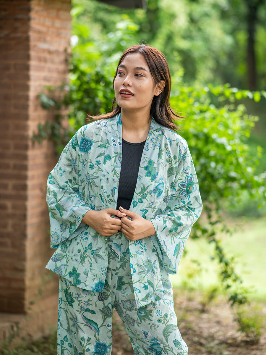 Wrap Around PJ Set : Kerala Aqua