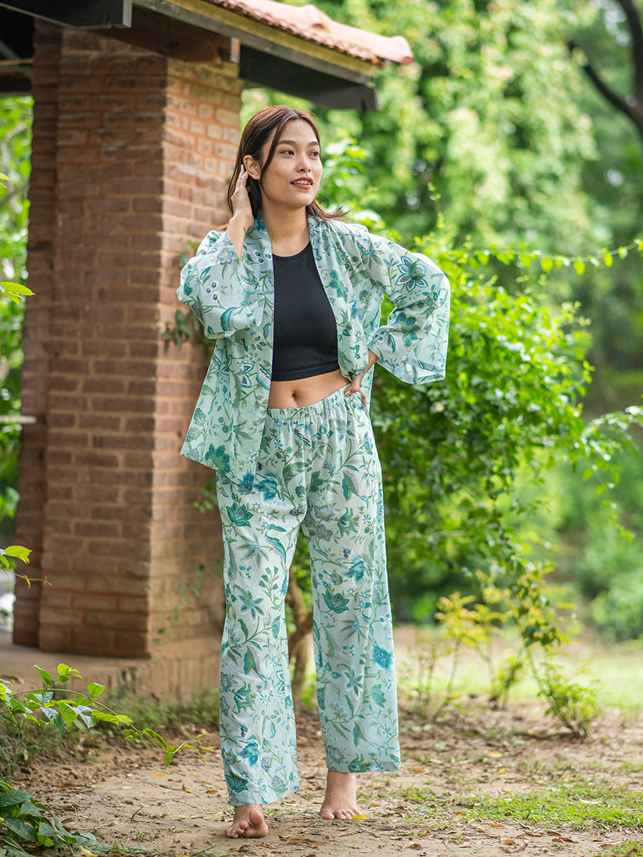 Wrap Around PJ Set : Kerala Aqua