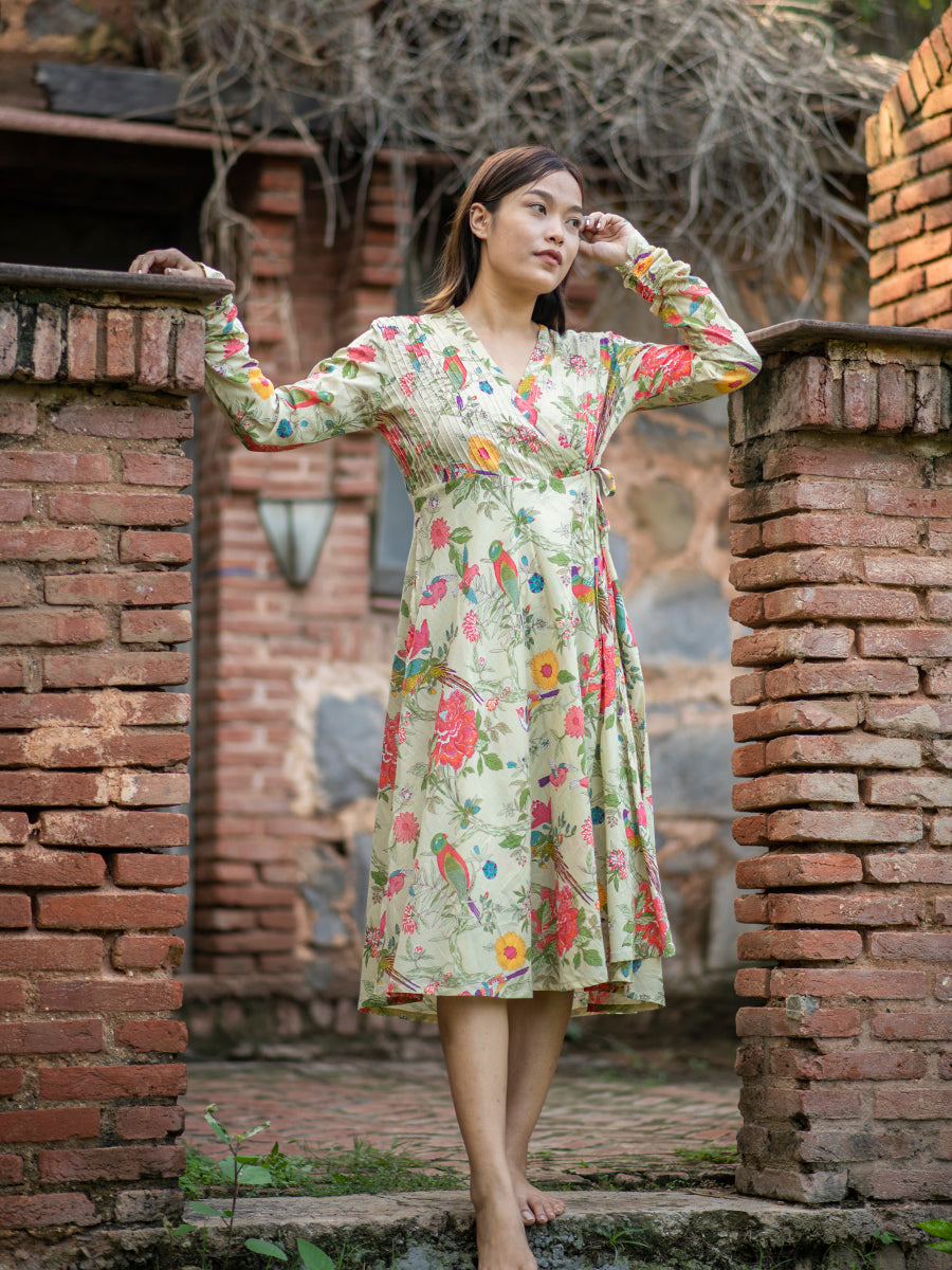 Anarkali Wrap : Bird Lime