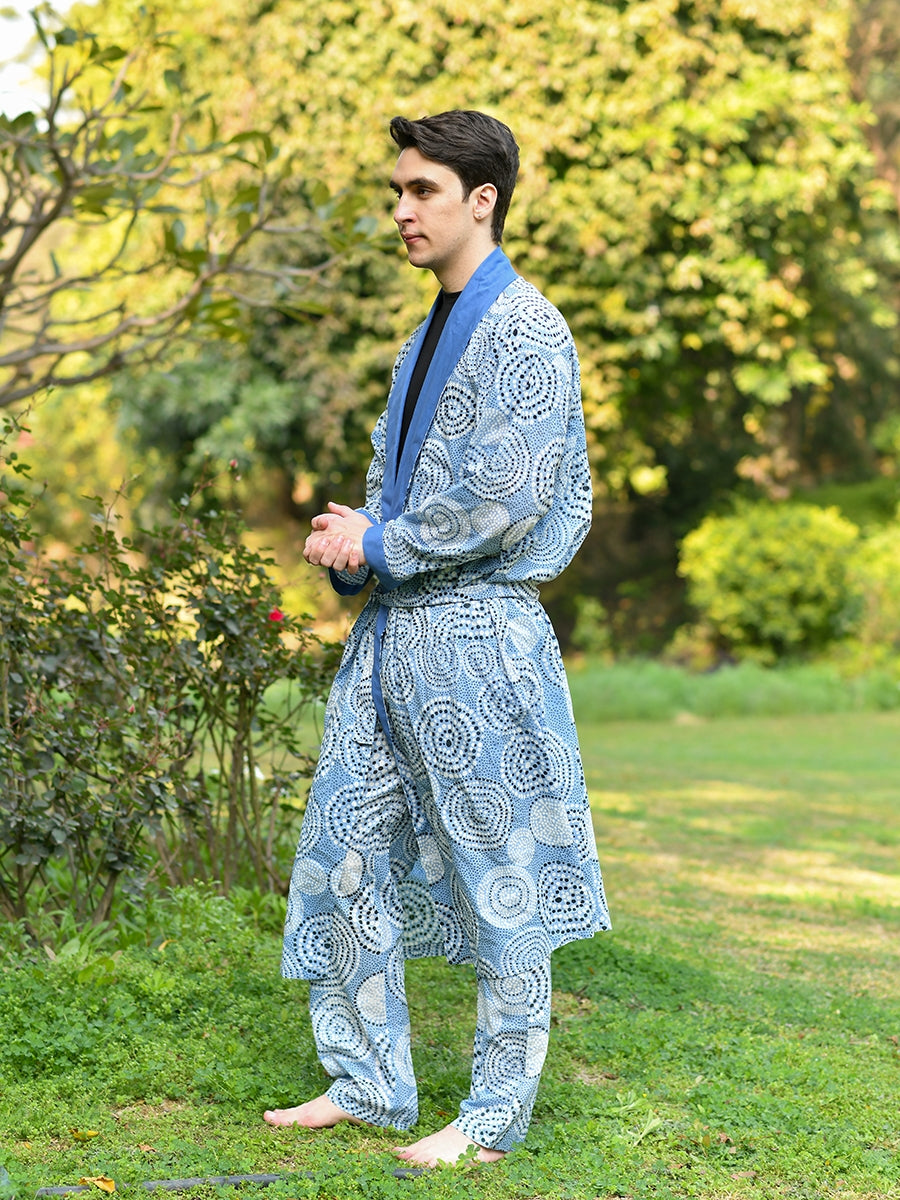 Men's Kimono : B Dots Blue