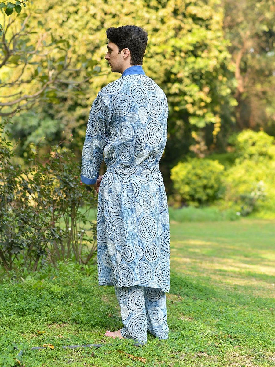 Men's Kimono : B Dots Blue