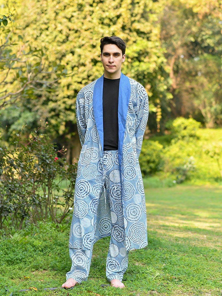 Men's Kimono : B Dots Blue