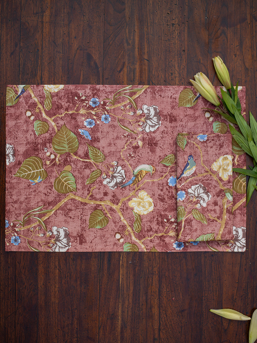 Mat Set of 6 : Birch Rose