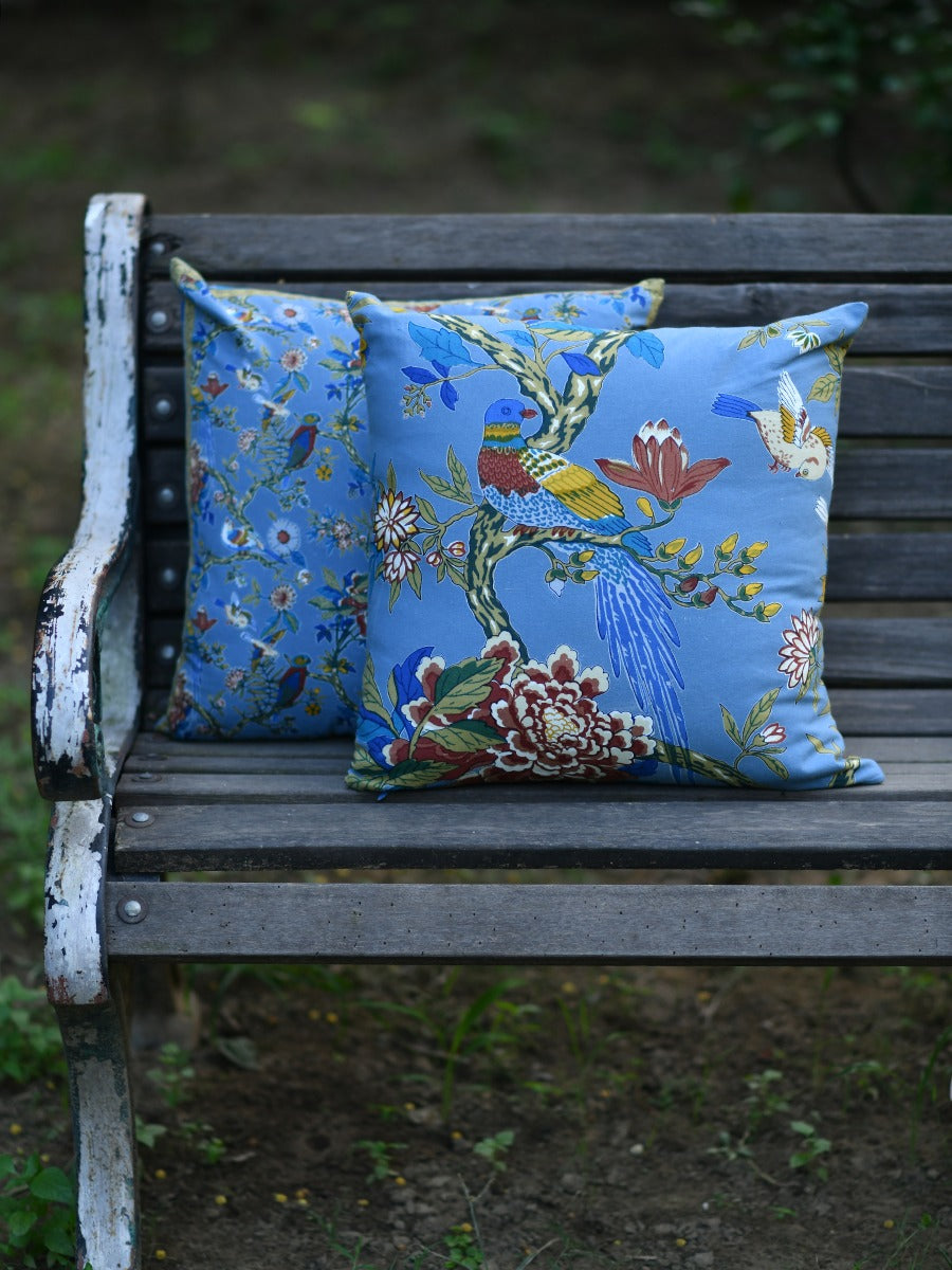 Canvas Cushion Cover : Bird Blue