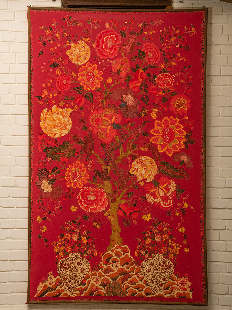 Voile Curtain : Tree of Life Red