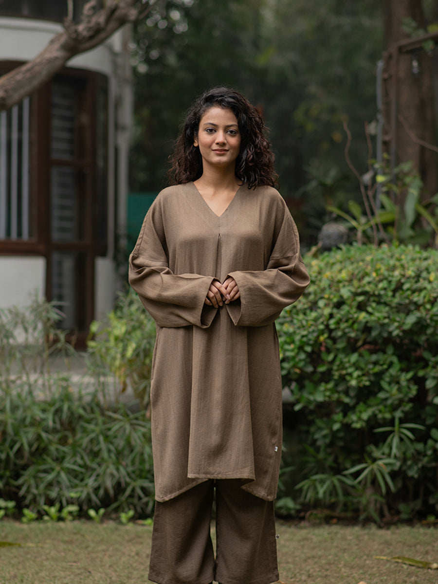 Woollen Phiran Kurta : Khaki