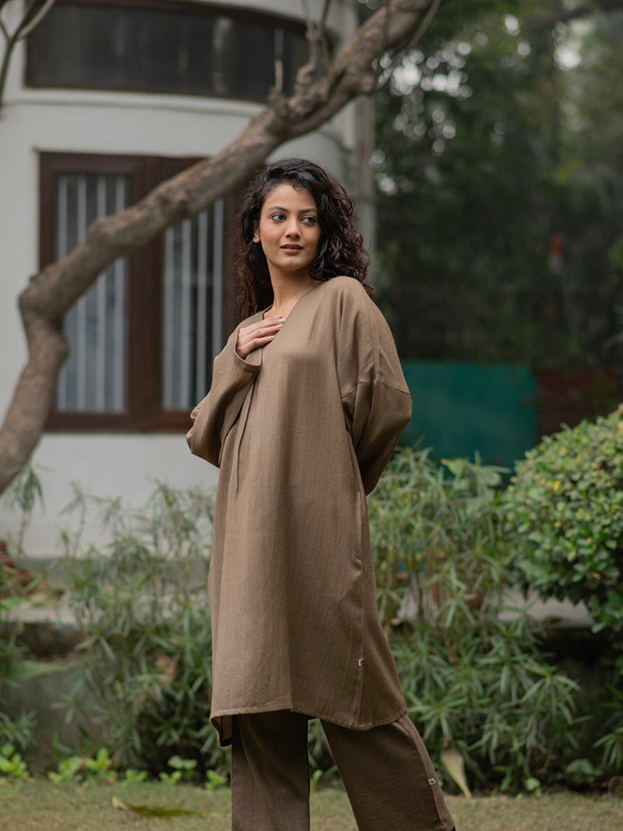 Woollen Phiran Kurta : Khaki