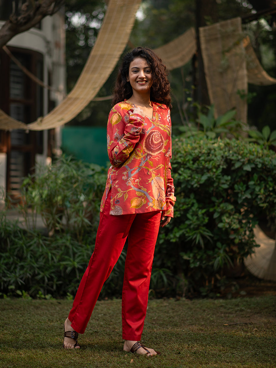 Churidar Top : Sequoia Red