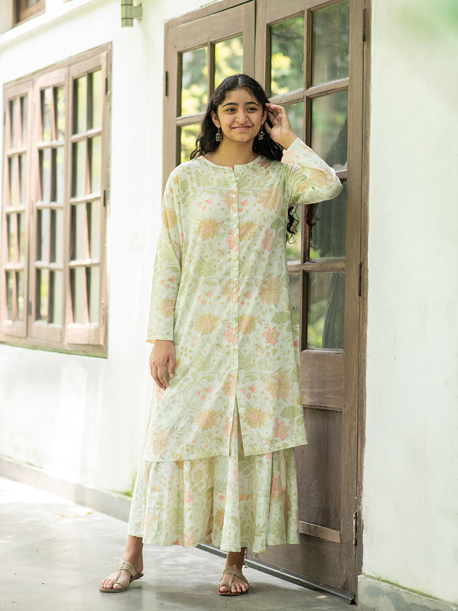 Button Kurta : Cereus Cream