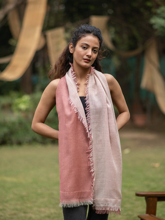 Layered Wool Stole : Dusty Rose