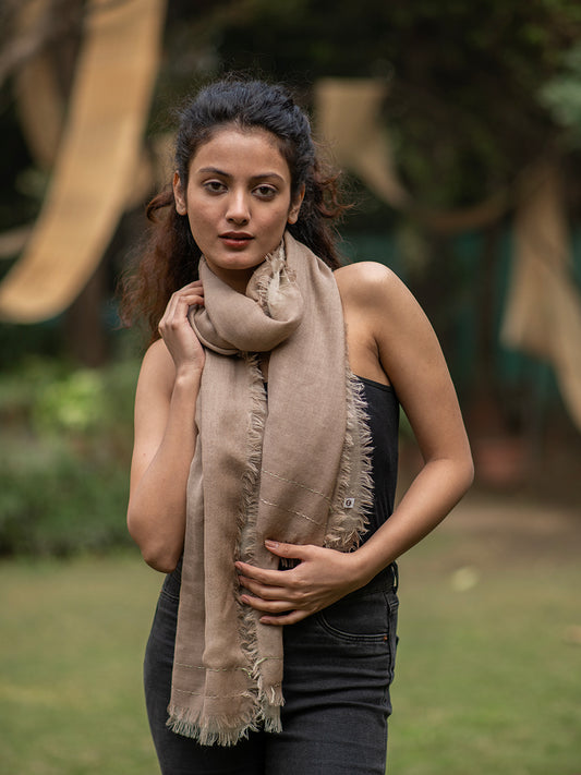 Layered Wool Stole : Khaki