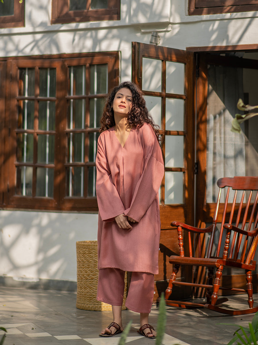 Woollen Phiran Kurta : Dusty Rose