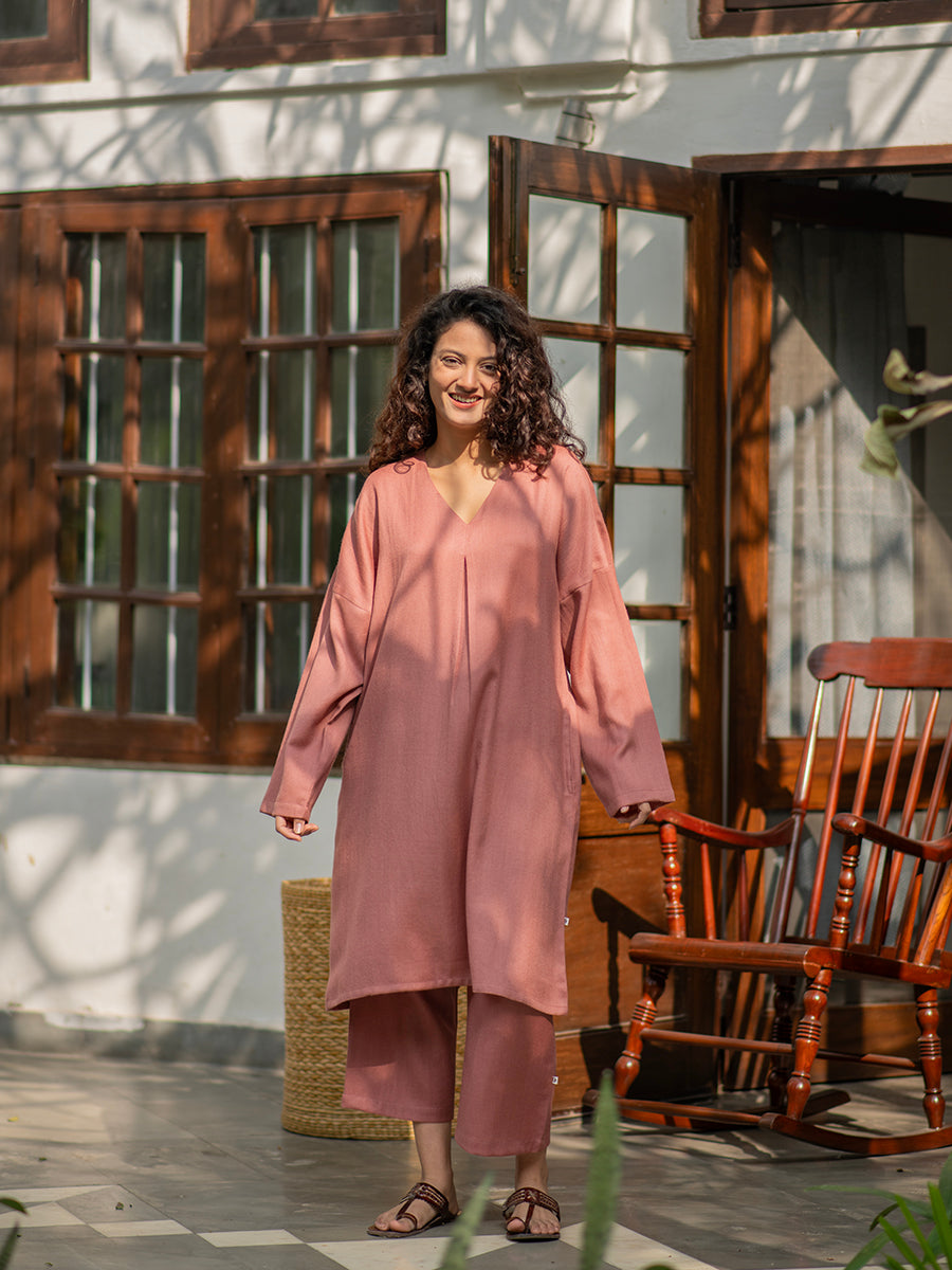 Woollen Phiran Kurta : Dusty Rose