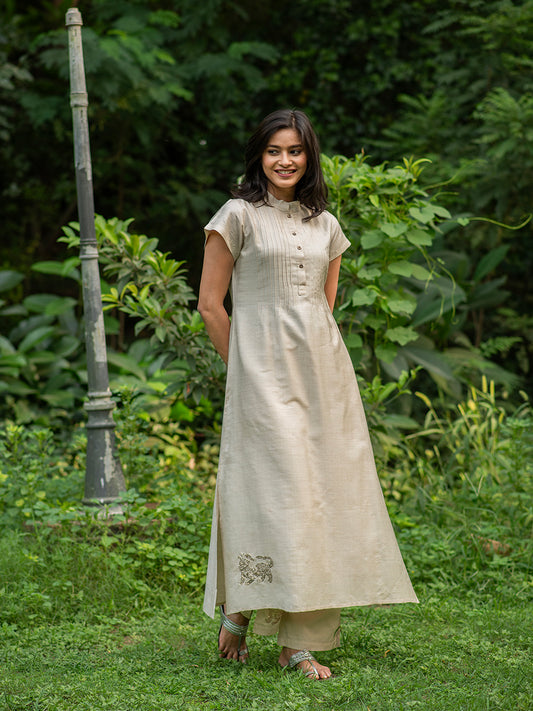 Kalmala Dress Silk : CREAM