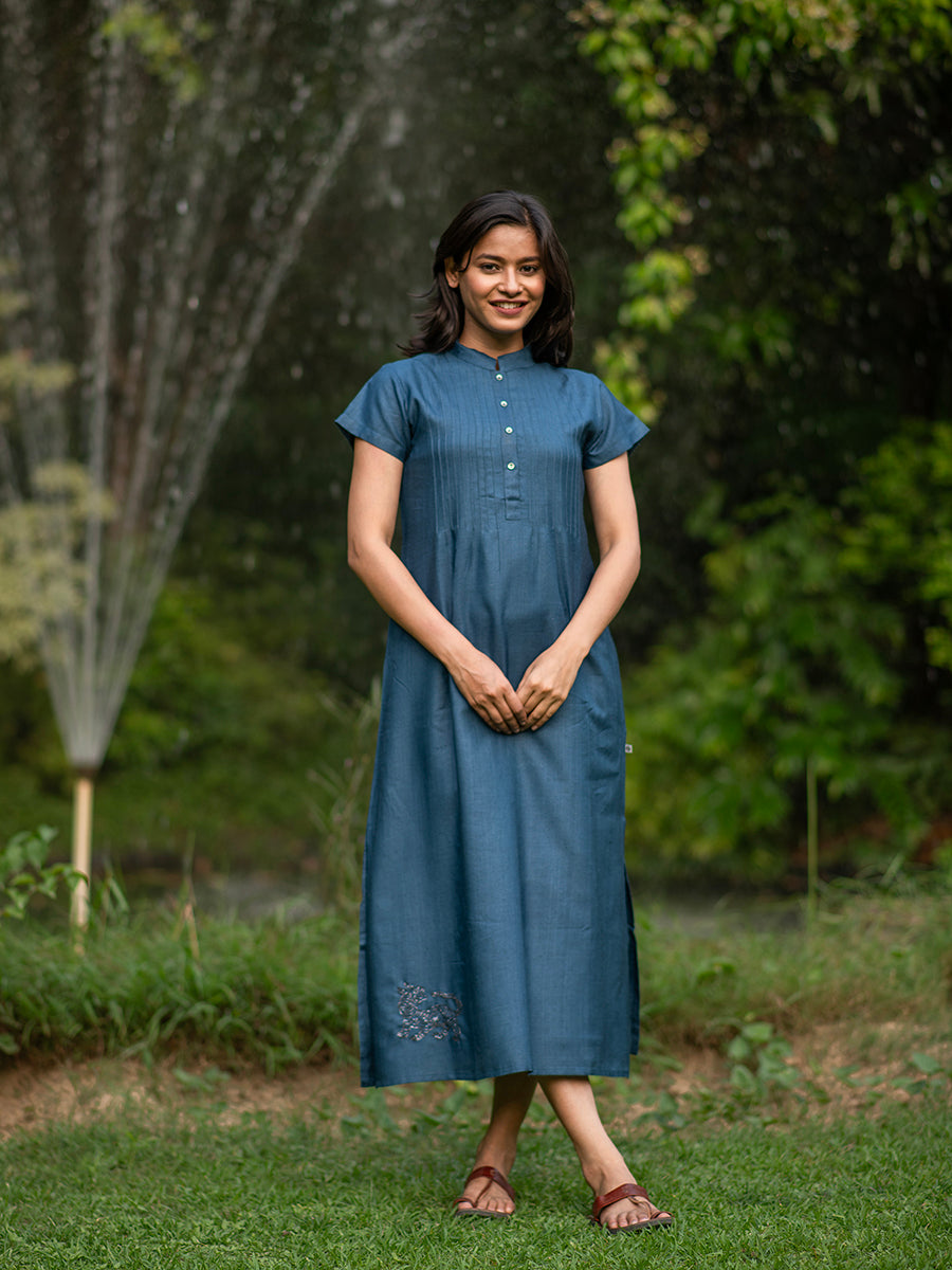 Kalmala Dress Monga Silk : NAVY