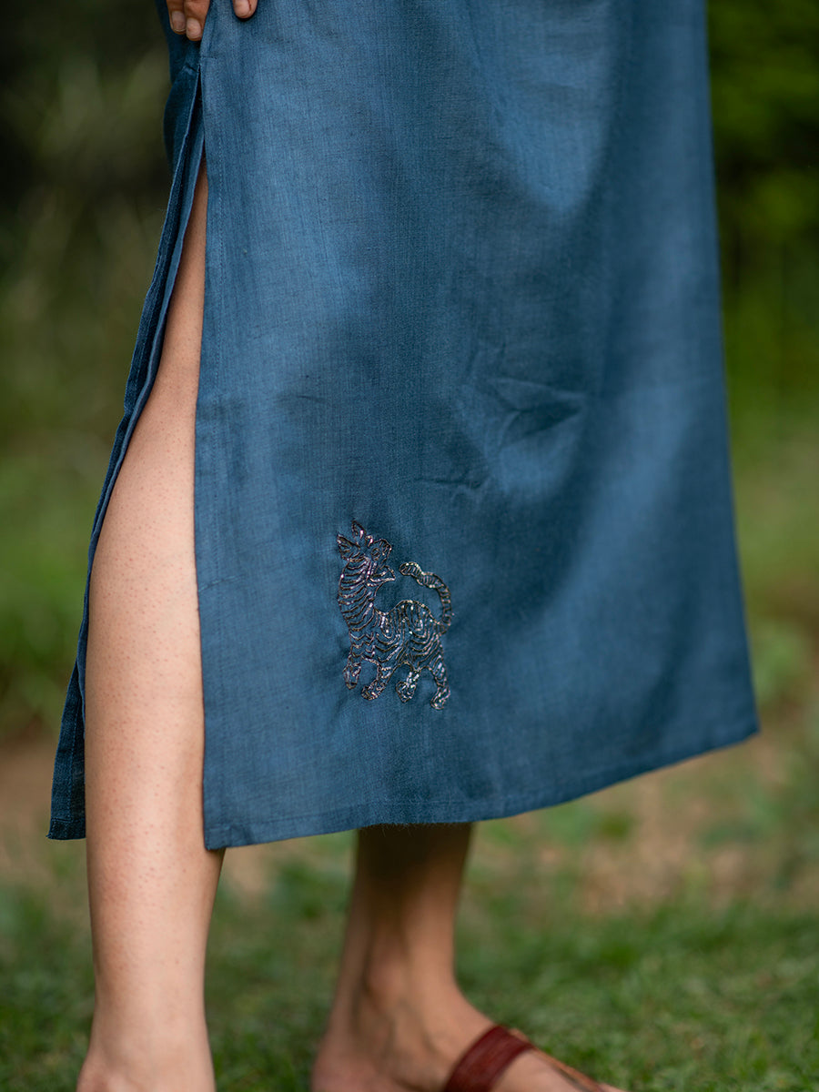 Kalmala Dress Monga Silk : NAVY