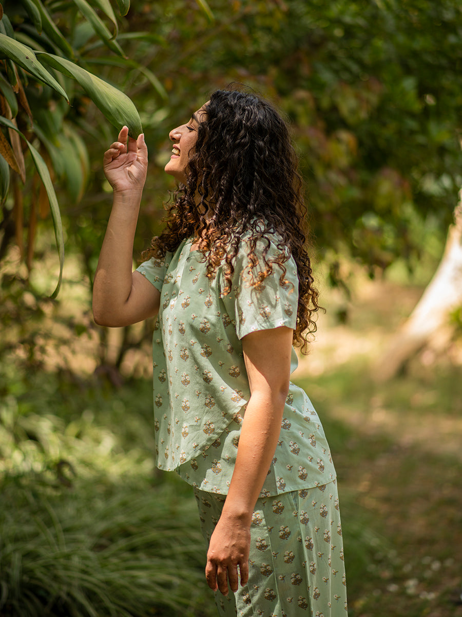 Cielo Top : Chanderi Mint