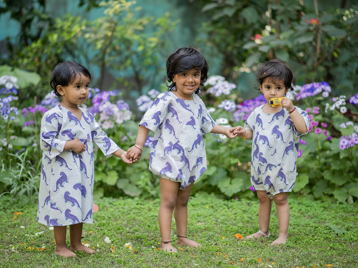 Baby Romper : S Leopard Aqua