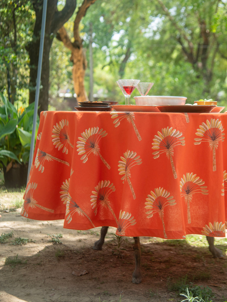 Printed Table Cloth-Piping : Banana Rust