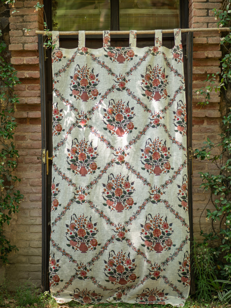 Printed Linen Curtain : Gamla Ivory