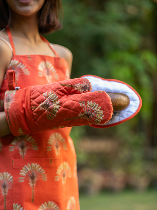 Printed Canvas Oven Mitt : Banana Rust