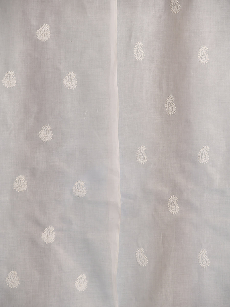 Chikan Embroiderd Curtain : White