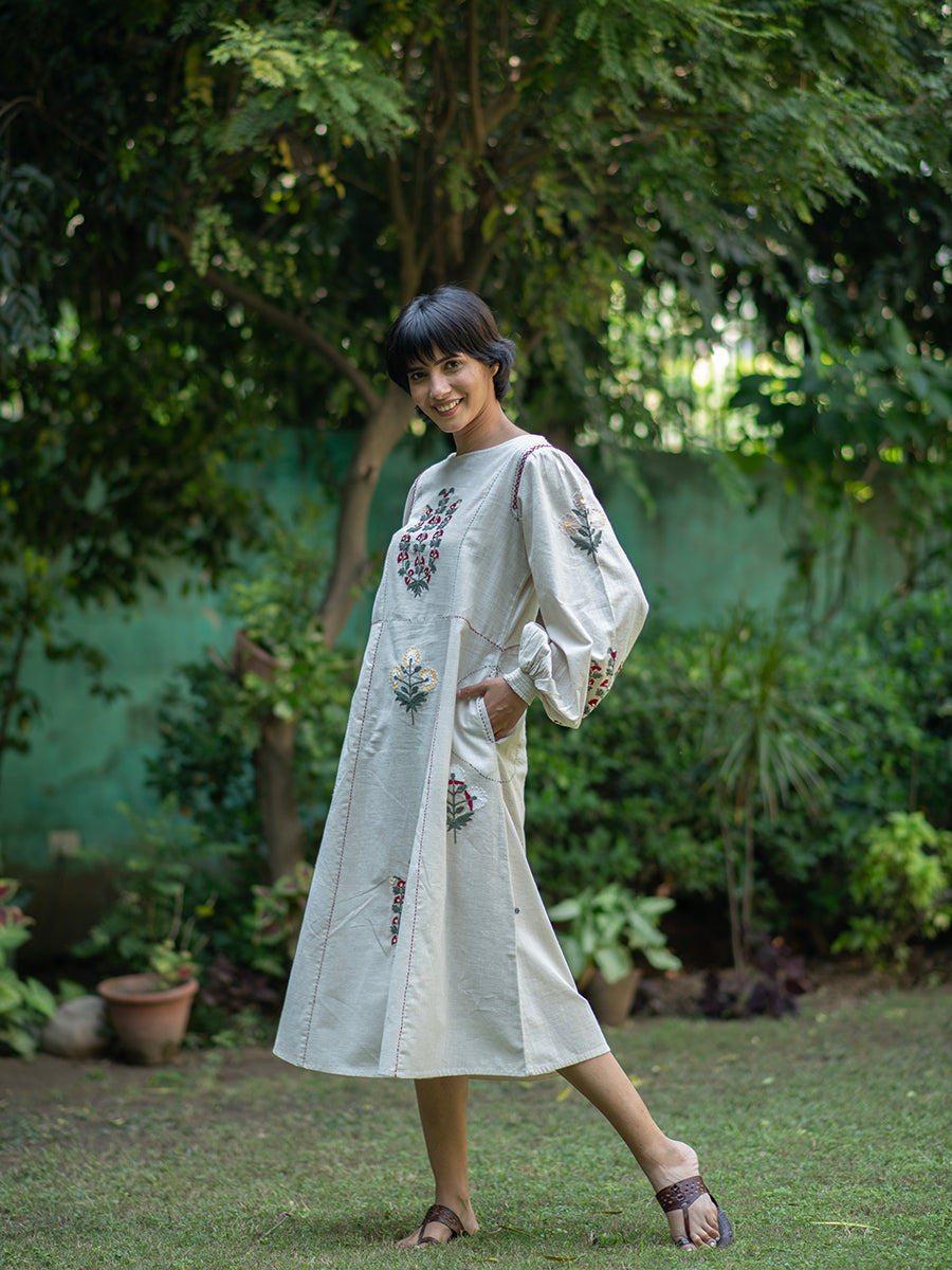 Embroidered Janis Dress : CREAM