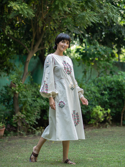 Embroidered Janis Dress : CREAM