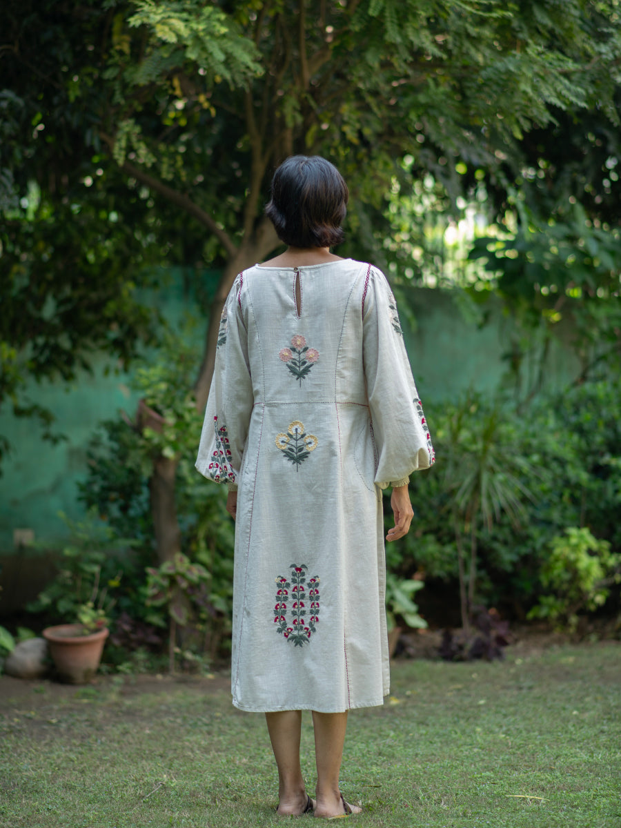 Embroidered Janis Dress : CREAM