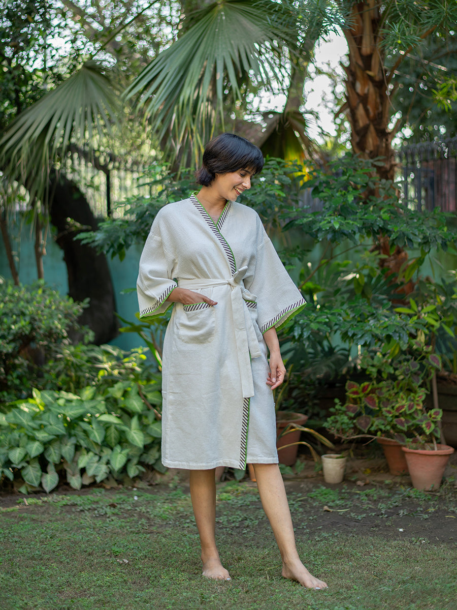 Embroidered Bath Robe :  Banana Country