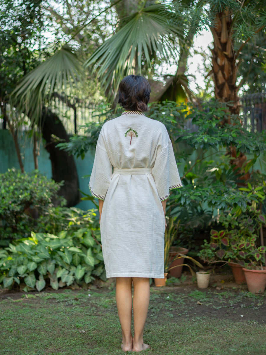 Embroidered Bath Robe :  Banana Country