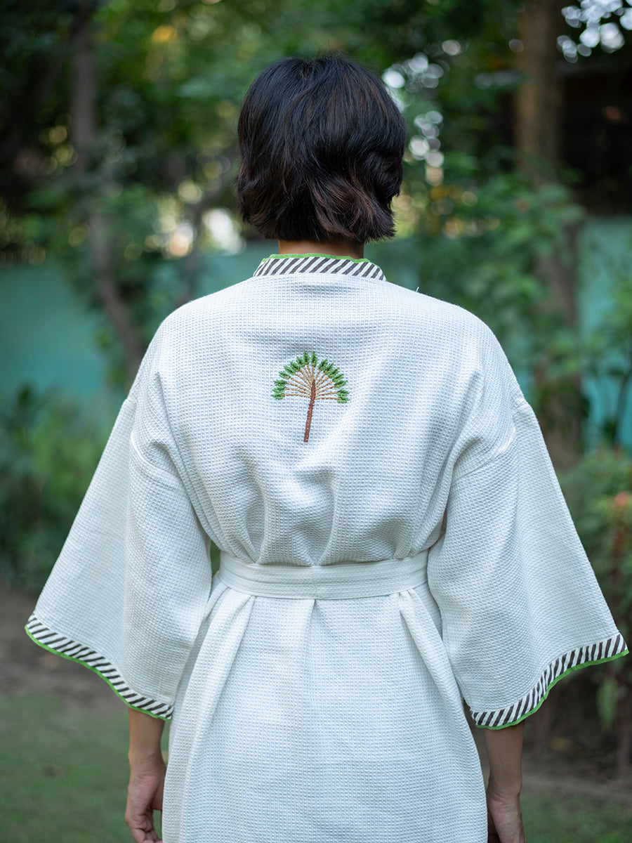 Embroidered Bath Robe :  Banana Country