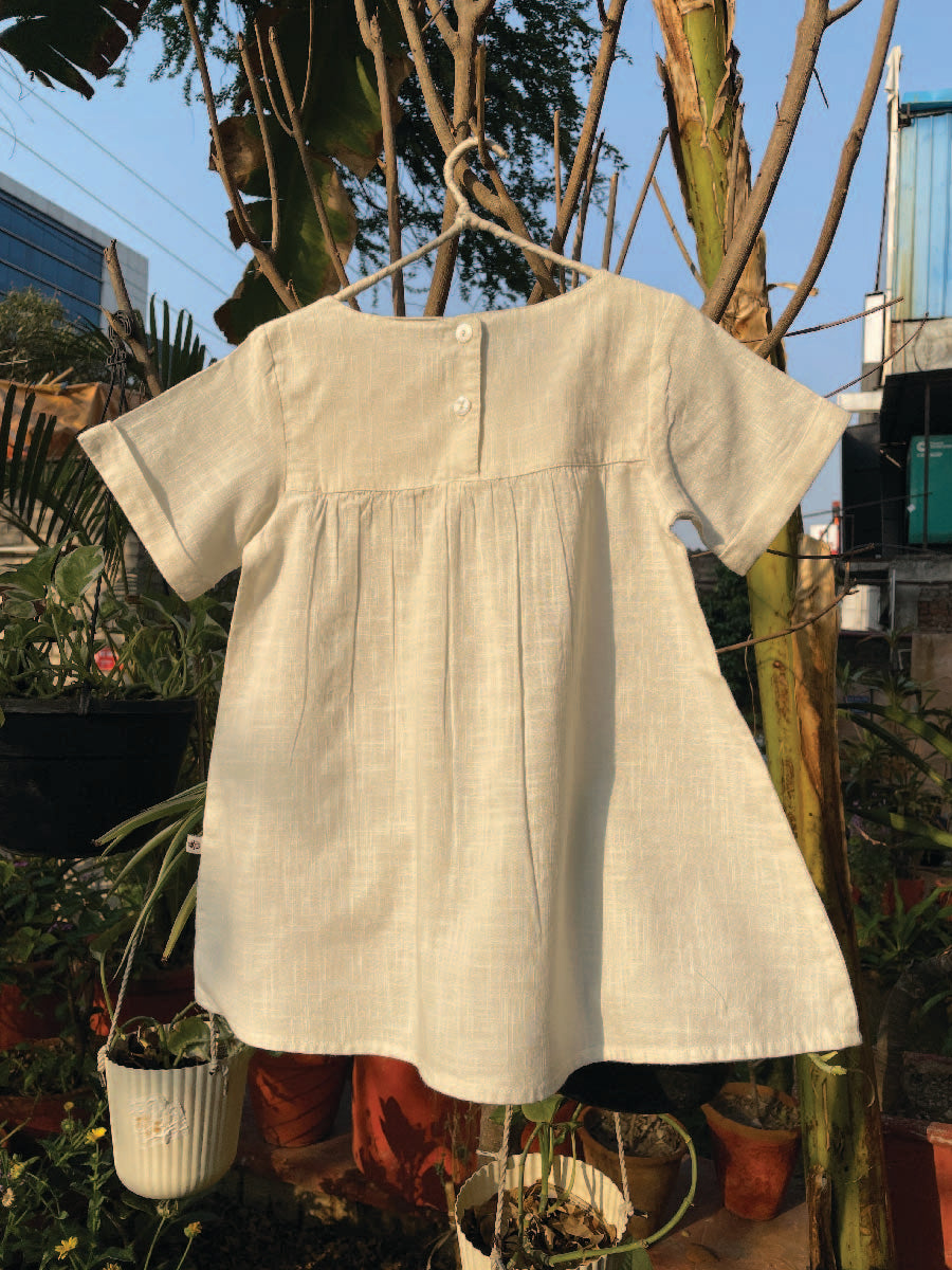 Kids Claire Dress : Slub White