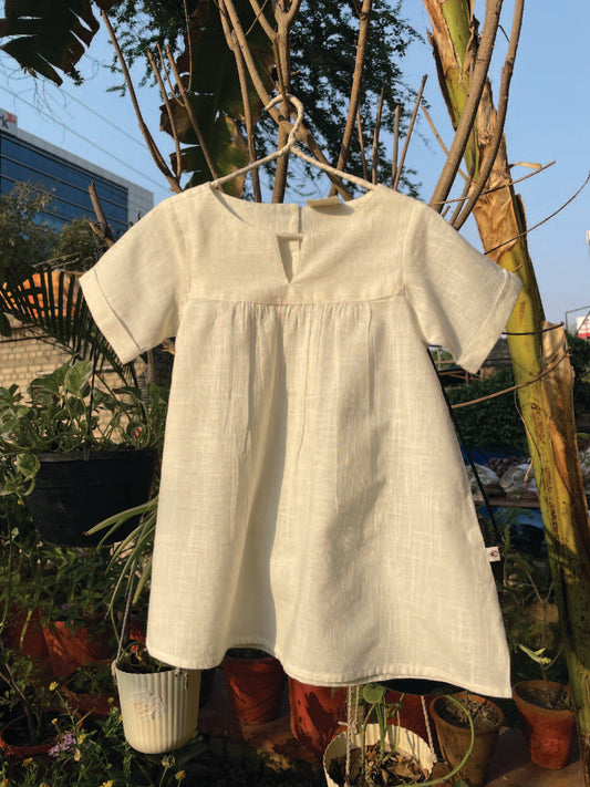 Kids Claire Dress : Slub White