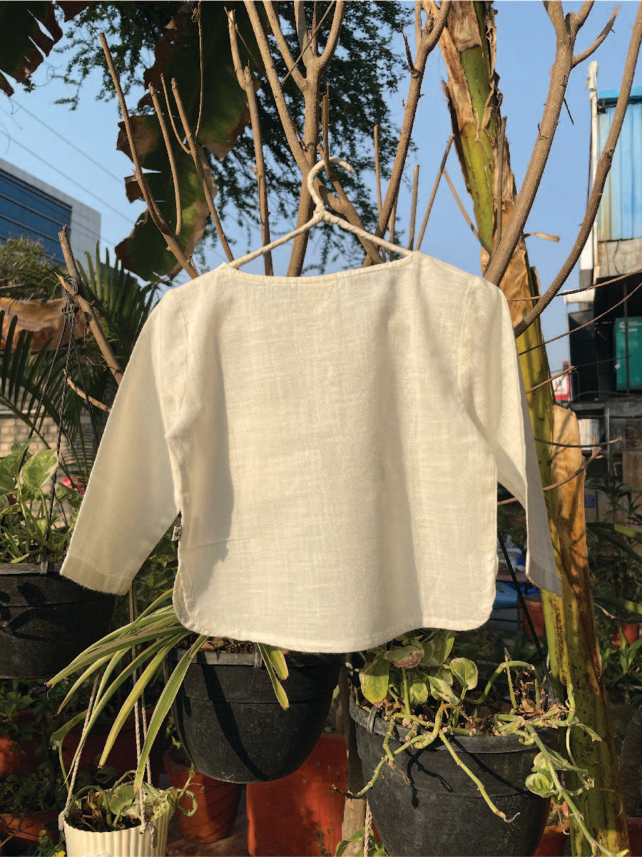 Kids Boat Neck Top : White