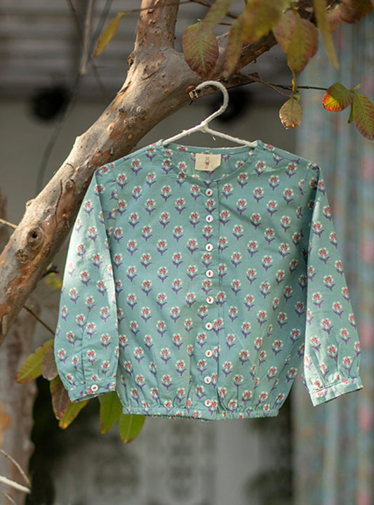 Kids Maria Top : Chunri Teal