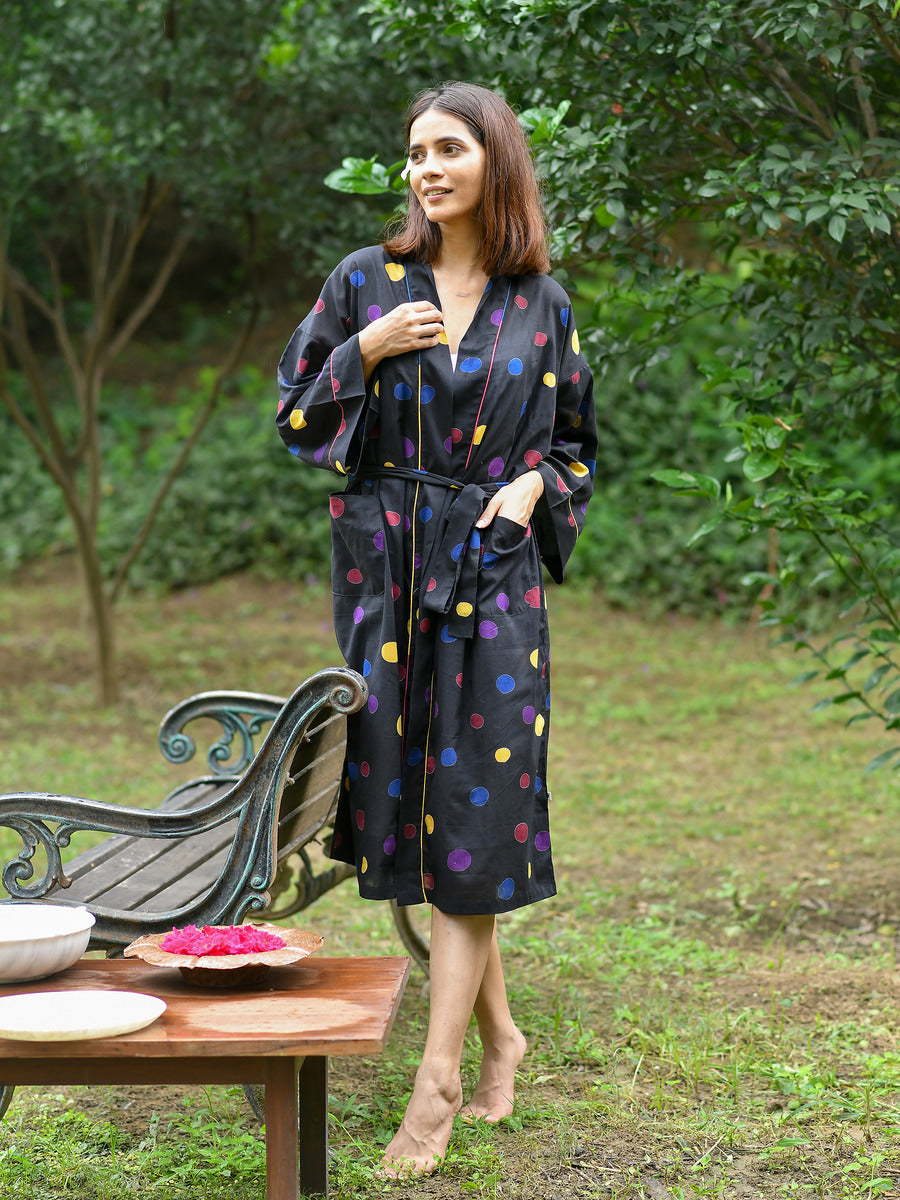 Kimono : Polka Dot Black