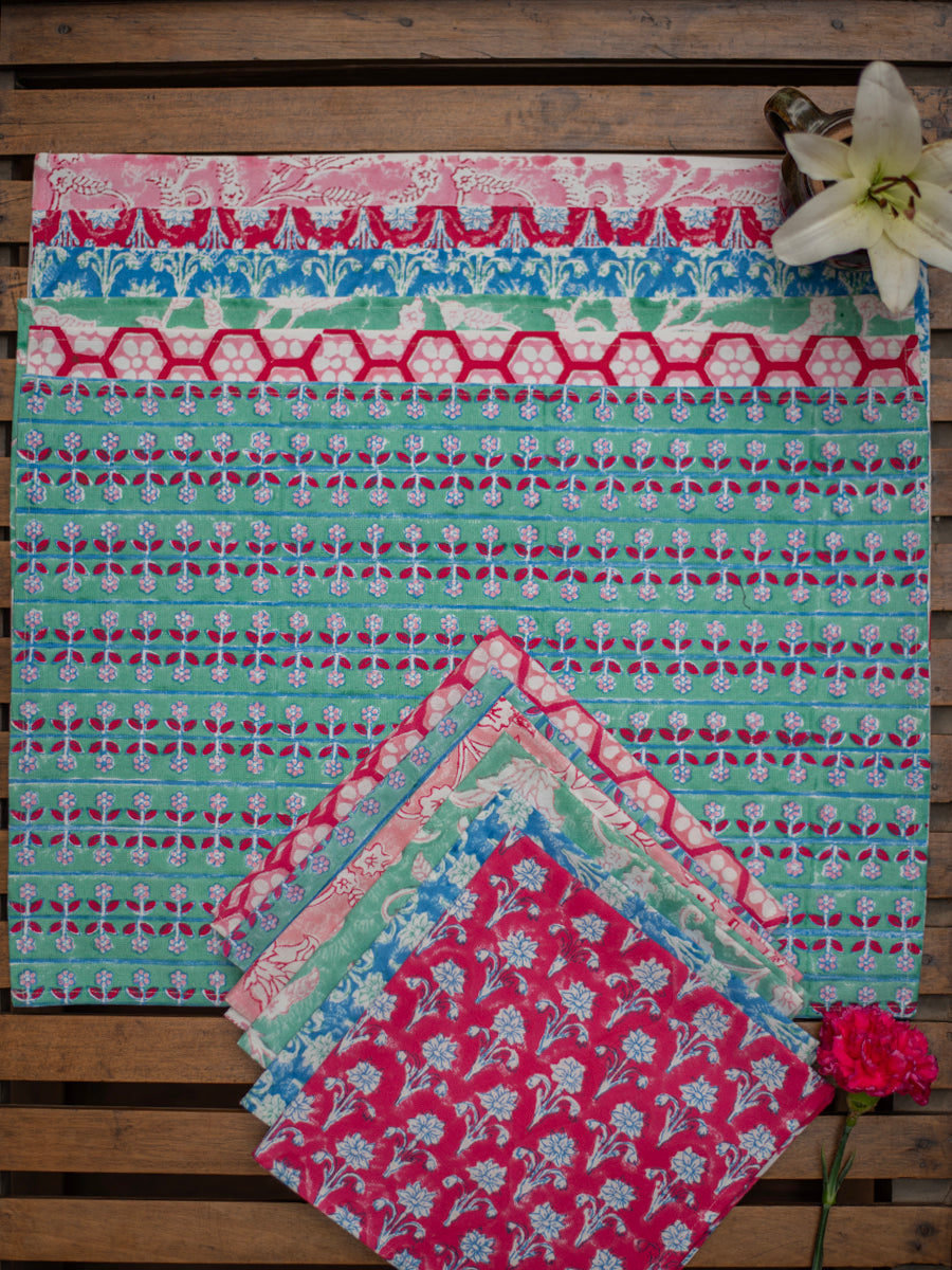 Block Printed Mat Set of 6 : Mix n Match