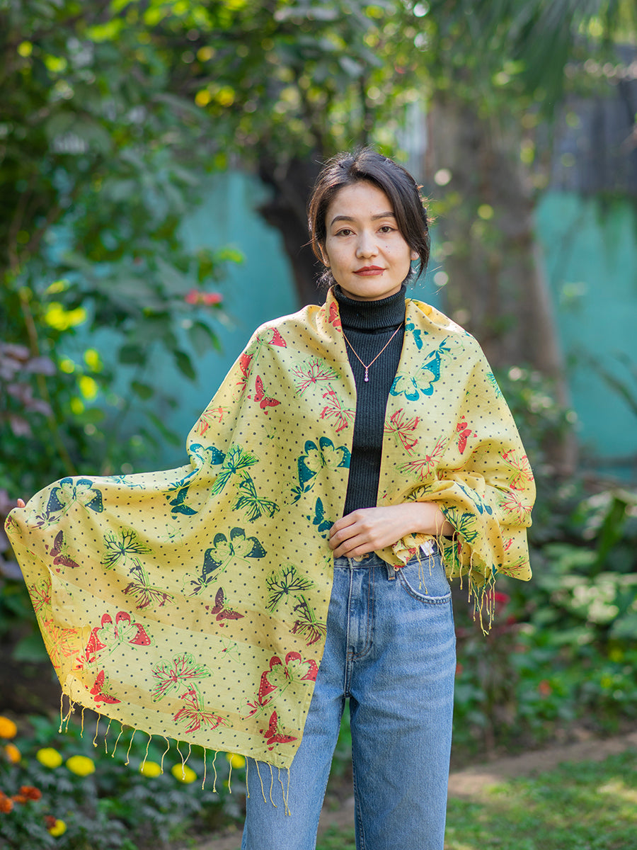 Mulberry Silk Stole : Butterfly Yellow