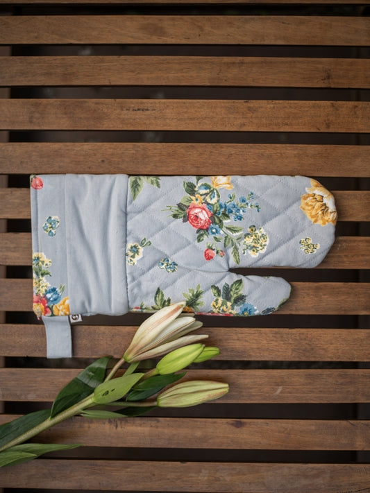 Potpourri Aqua Canvas Oven Mitt