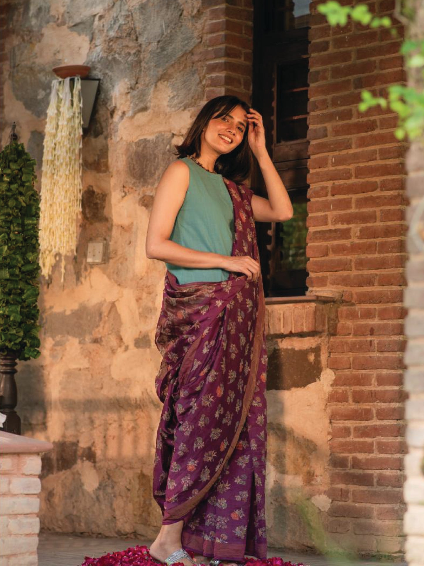 Chanderi Silk Saree : Toile Jamun